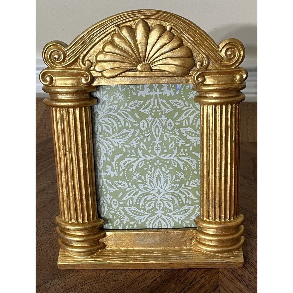 VTG Easel Back Accent Frame Columns Ornate Gold Tone Resin 3.5x4.5in Regency